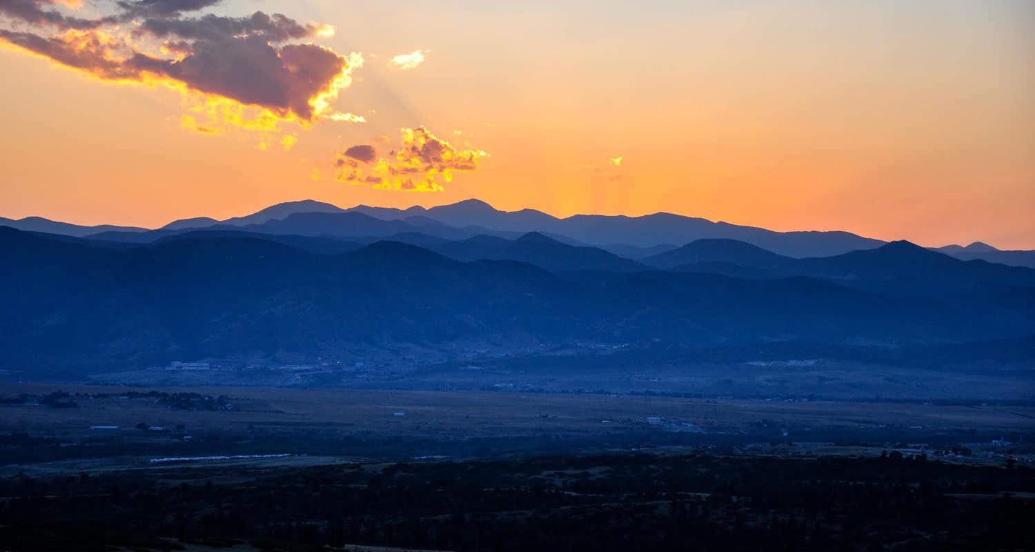 Colorado foothills at dusk